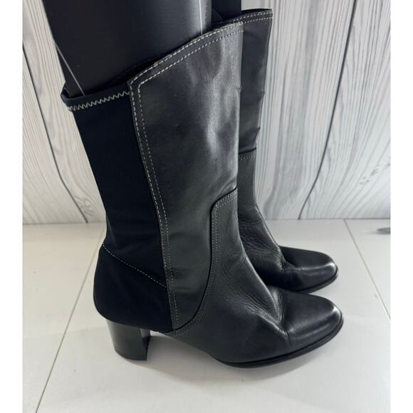 Y2K Black Bootie Galleria Size 10 Wide Stretch Panel - Picture 3 of 11